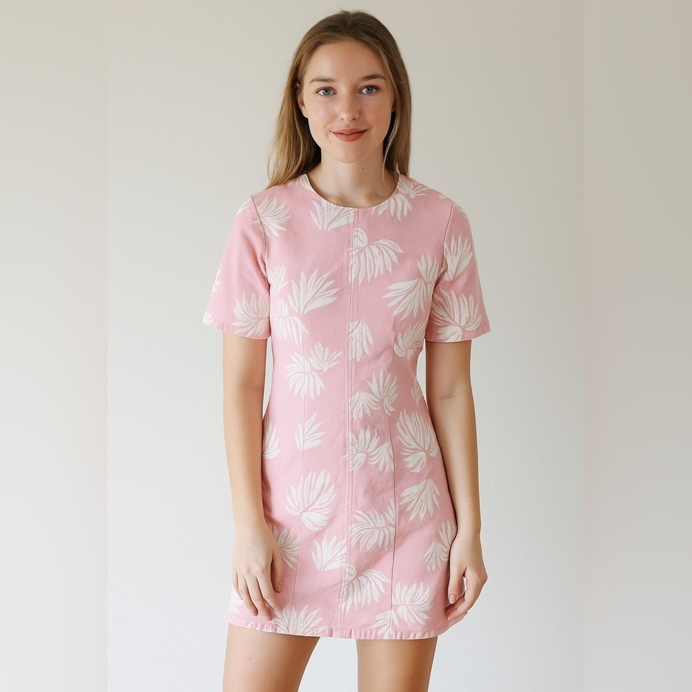 Cinq à Sept Phoenix Pink Mini Dress – Size 2 Palm leaves tropical vacation